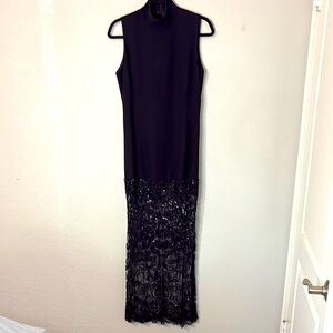 VTG Badgley Mischa Black Sequin Lace Formal Dress 8